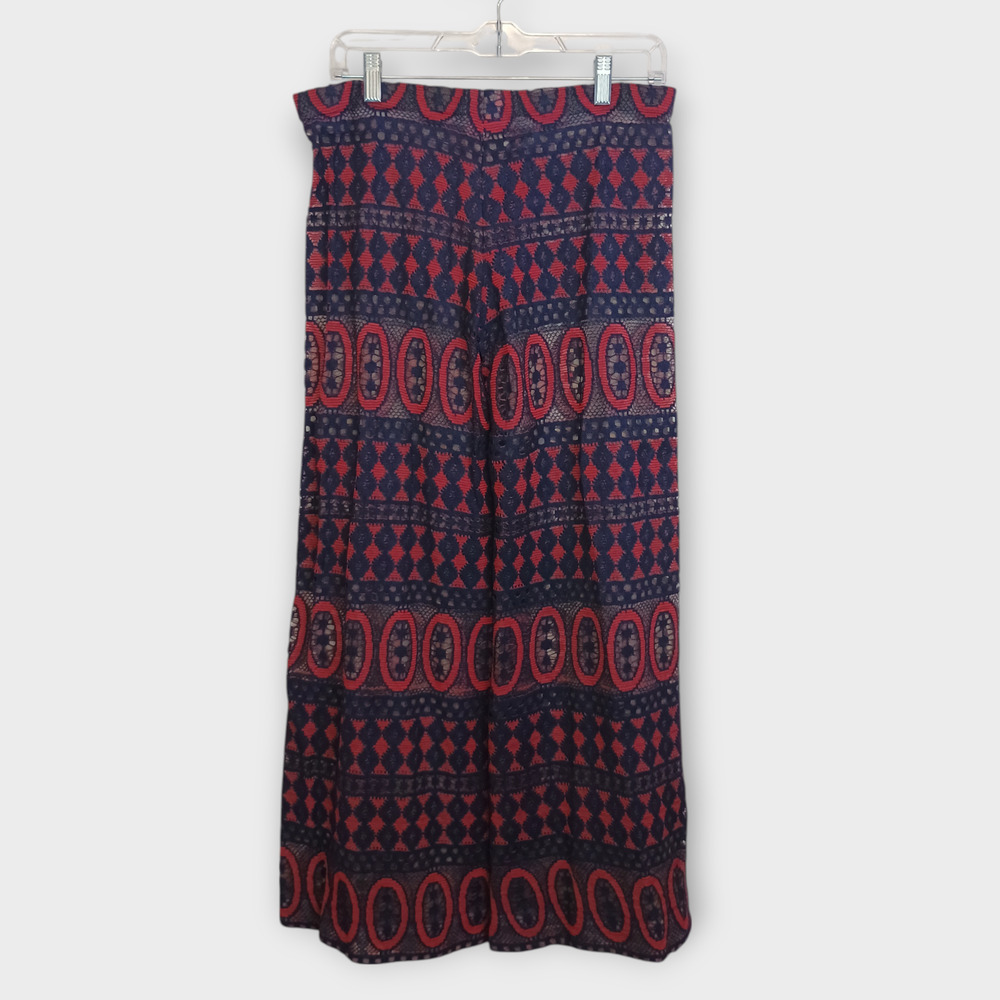 Bohemian Bell Bottom Pants Women 31 Tribal Sheer Retro Bold Festival 70s Hipster